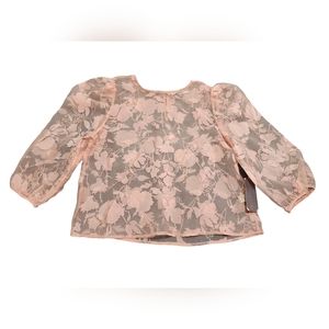 Sheer Pink Floral Blouse, Size M